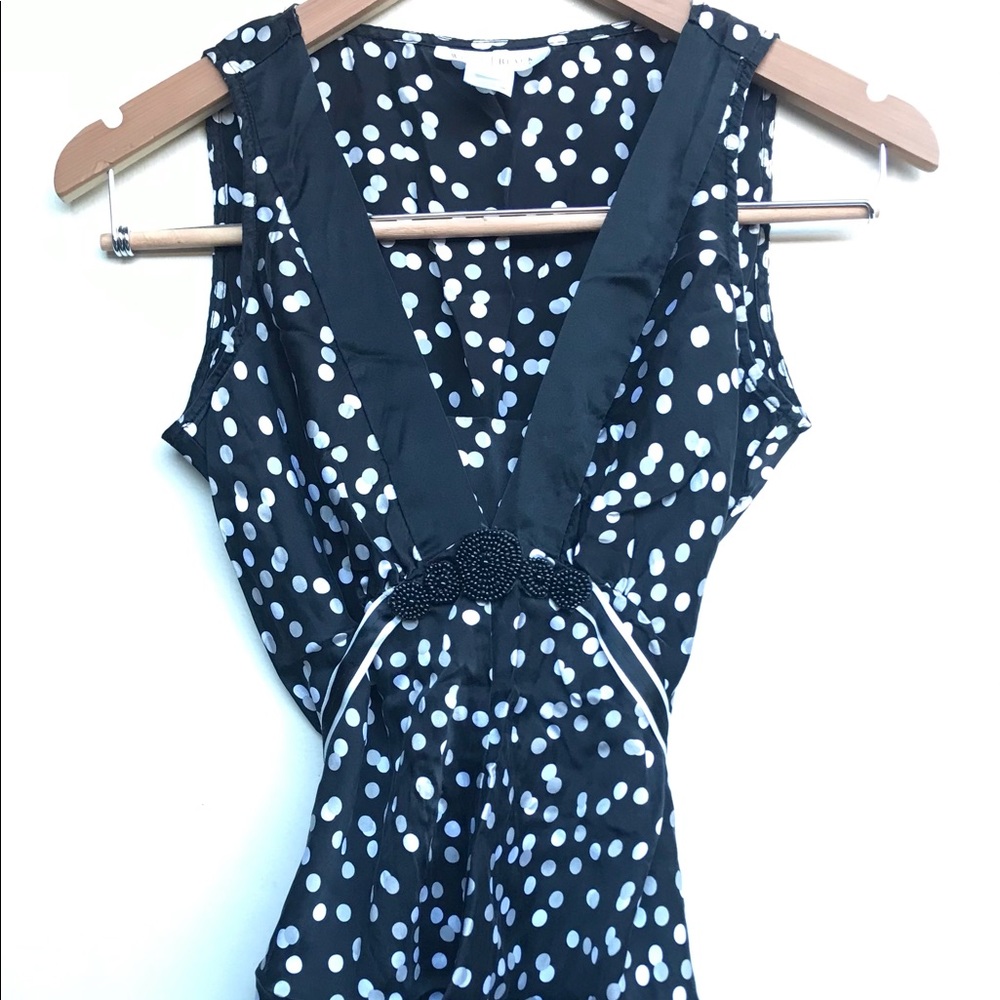 White House Black Market Embelished Tie Waist Silk Blouse Small